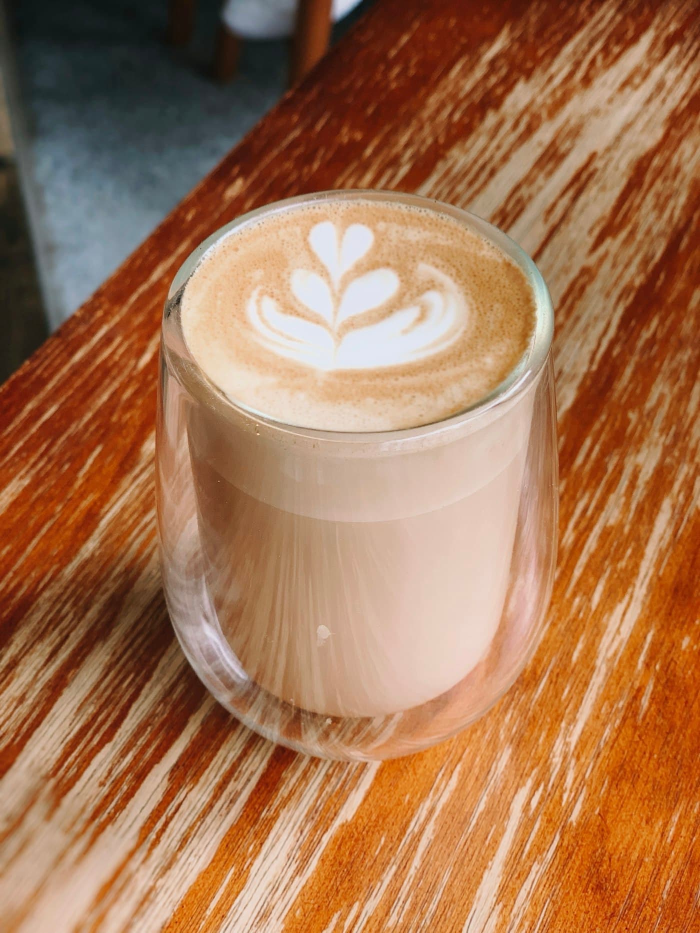 A creamy white chocolate mocha in a glass